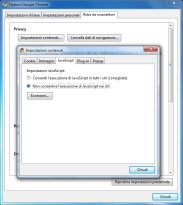 Disattivare JavaScript su Google Chrome