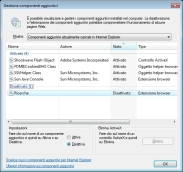 Finestra Gestione componenti aggiuntivi